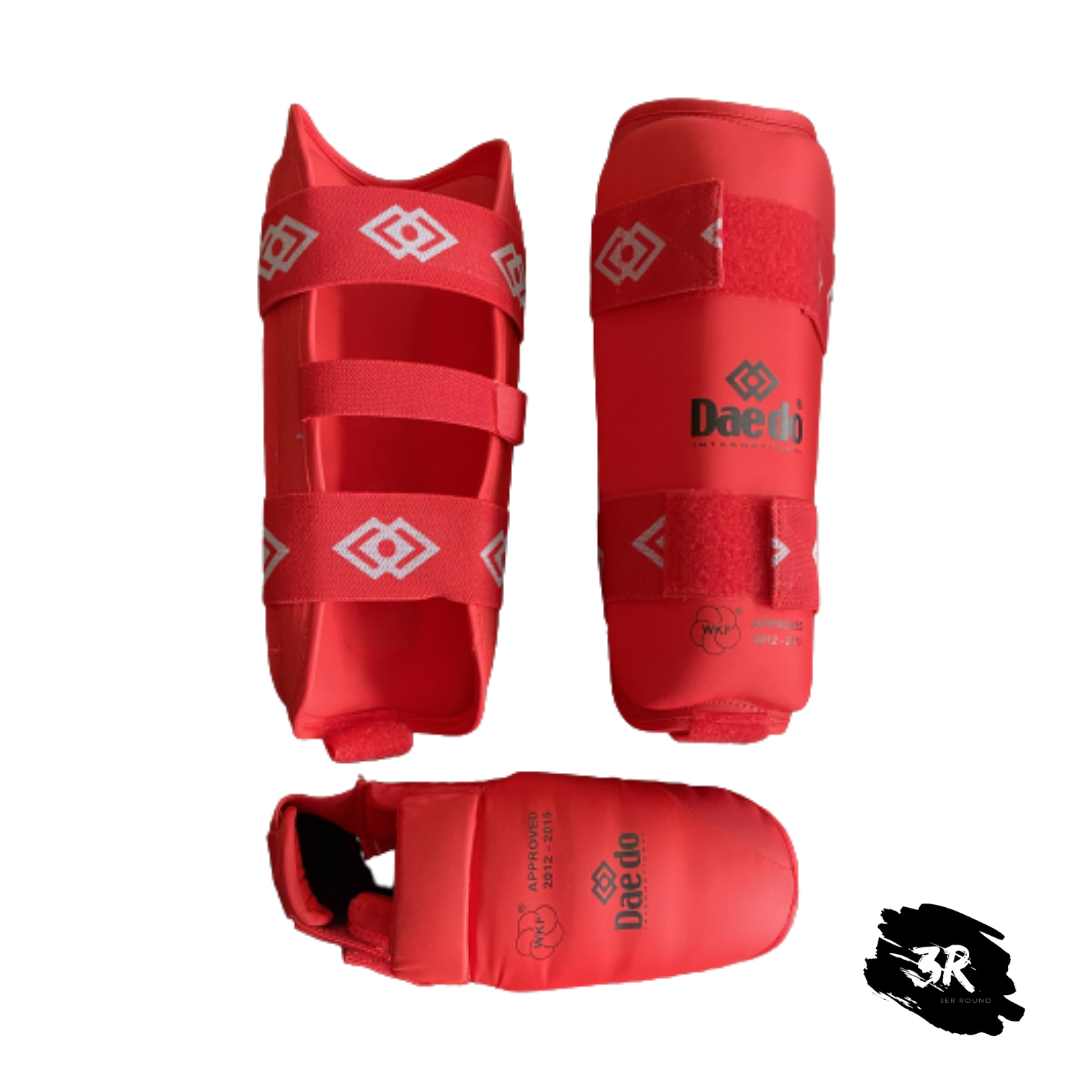 Espinillera con Empeinera Daedo Karate Rojo